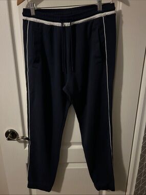 Hugo Boss Navy Joggers with White Piping Detail